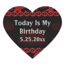 Birthday Cake Rock Star In Red My Birthday Heart Stickers