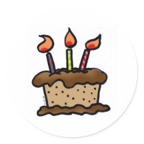 Birthday cake round stickers