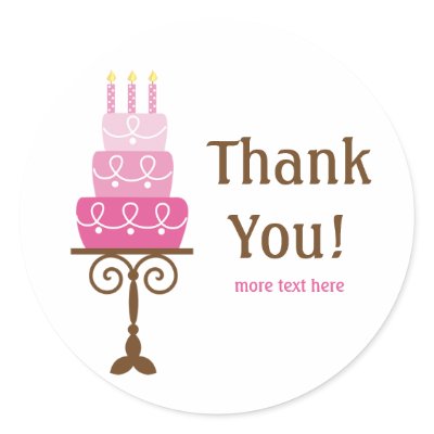 Birthday Cake Thank You Stickers by eventfulcards