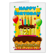 birthday cake with candles - happy 21st birthday cards