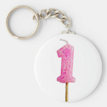 Birthday candle number 1 keychains