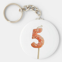 Birthday candle number 5 keychain