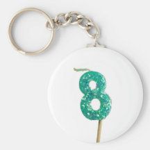 Birthday candle number 8 key chains