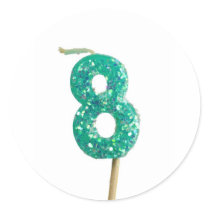 Birthday candle number 8 stickers