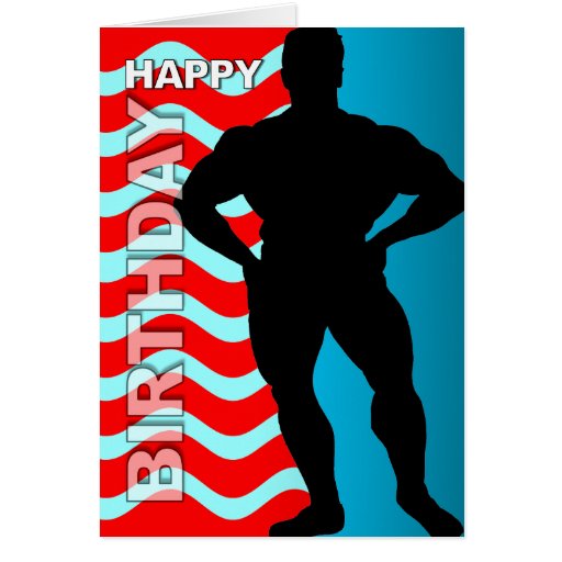 Birthday Card Bodybuilder Stripe Zazzle