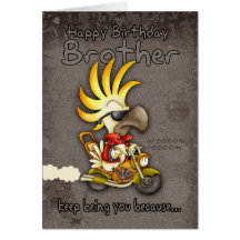 Birthday Card - Brother Birthday Card - Cockatoo B
