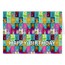 Birthday Card Colourful Floral Mosaic