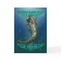 Birthday card for half brother, snappy crock