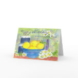 Birthday Card Friend Lemon Daisy Watercolor