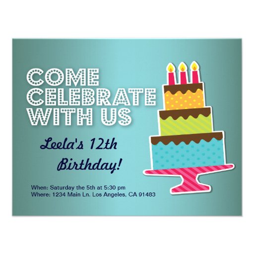 Birthday Card invitation Template 4.25" X 5.5" Invitation Card | Zazzle
