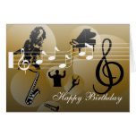 Birthday Card love Music Gold