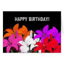 Birthday Card - Neon Lillies
