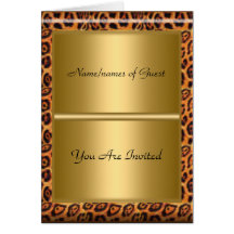 Birthday Card Party Announcement Gold Leopard