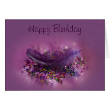 Birthday Card - Purple Fairys Feather
