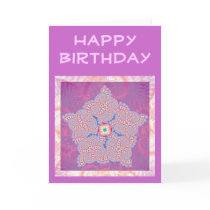 Birthday Card - Purple Star Fractal Pattern