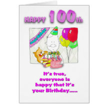 Birthday card with cake_100th