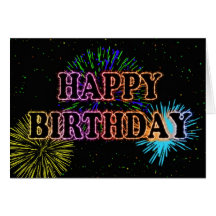 Birthday card with fireworks