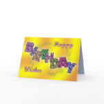 Birthday card with floral text