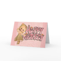 Birthday Card With With Cute Little Girl