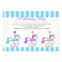 Birthday Carousel Ponies Personalized Announcement