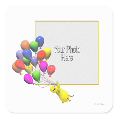 Birthday Chicken and Balloons (photo frame) Sticker by xfinity7