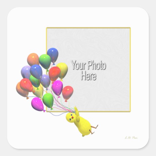 Birthday Chicken and Balloons (photo frame) Sticker