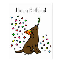 Birthday Chocolate Labrador Cartoon Postcard
