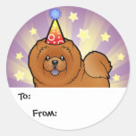 Birthday Chow Chow Gift Tags Round Sticker