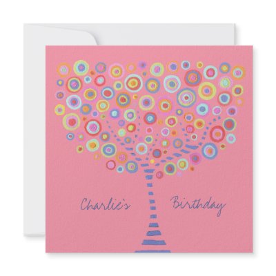 Birthday Circle Tree Retro Personalized Invitation by Pip_Gerard