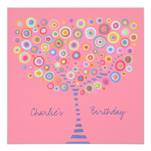 Birthday Circle Tree Retro Personalized Invitation