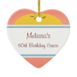 Birthday Cruise Sunset Personalized Heart Favour Christmas Tree Ornament
