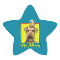 Birthday Cupcake Airedale Star Stickers