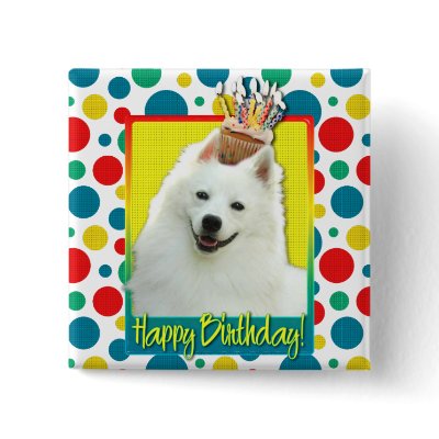 Birthday Cupcake - American Eskimo Pinback Button by FrankzPawPrintz