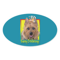 Birthday Cupcake - Australian Terrier Oval Sticker