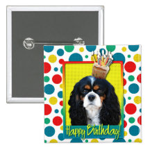 Birthday Cupcake - Cavalier - Tri-Colour Button