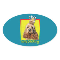 Birthday Cupcake - Cocker Spaniel Oval Sticker