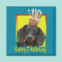 Birthday Cupcake - Dachshund - Winston magnets