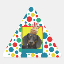 Birthday Cupcake - Dachshund - Winston Triangle Stickers