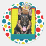 Birthday Cupcake - German Shepherd - Kuno Round Sticker