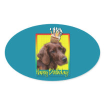 Birthday Cupcake - Irish Setter Oval Stickers