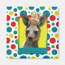 Birthday Cupcake - Kangaroo Refrigerator Magnets