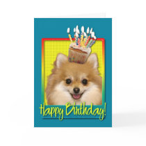 Birthday Cupcake Pomeranian Greeting Card