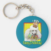 Birthday Cupcake - Poodle - White Key Chains
