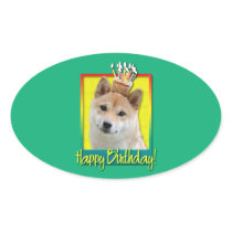 Birthday Cupcake - Shiba Inu Stickers