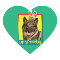 Birthday Cupcake - Vallhund Heart Stickers