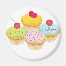 Birthday Cupcakes Refrigerator Magnets