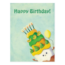 Birthday Cute Cake -Custom text- Post Cards