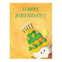 Birthday Cute Cake -custom text- Post Cards