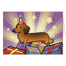 Birthday Dachshund (longhair) Greeting Card