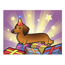 Birthday Dachshund (longhair) Post Card